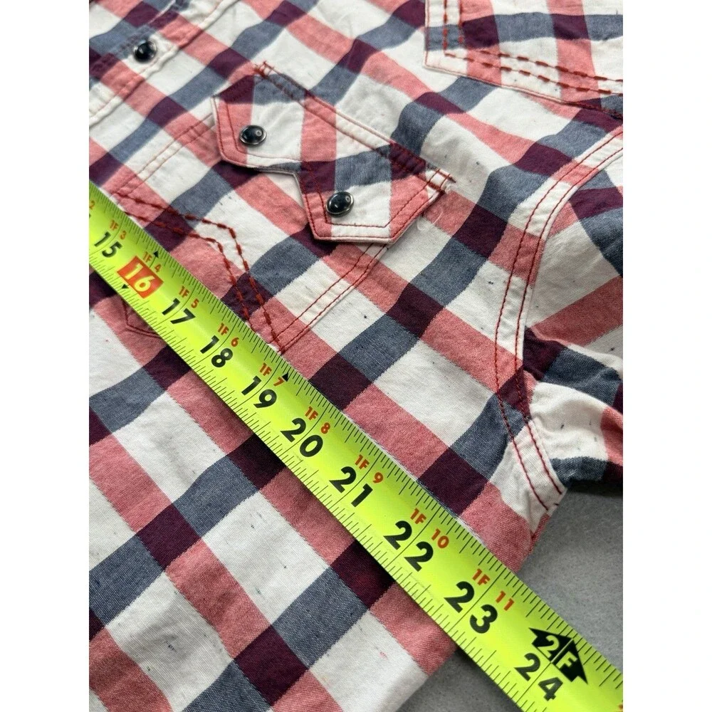 Cody James Western Plaid Pearl Snap Shirt Men’s Large Red Blue Cowboy Rodeo